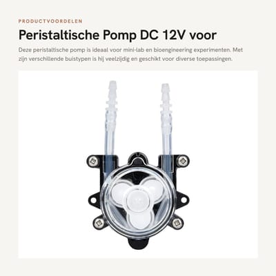 Dailygoods- Peristaltische Pomp DC 12V - Type C 3x5mm Rubber Buis - Compacte Motor 32x23mm - Voor Mini Lab - Bioengineering Experimenten