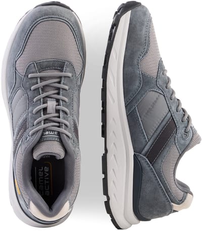camel active Sneaker van nubuck en textielmix met comfortabele zool - Maat menswear-42 - Grijs