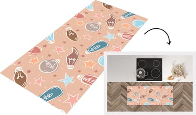 Keukenloper - Loper keuken - Cartoon - Pastel - Patronen - Lamp - 120x50 cm - Keukenloper vinyl