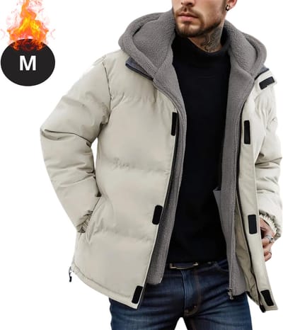 Livano Winterjas - Parka - Heren - Winter - Fleecejas - Volwassen - Stijlvol - Met Capuchon - Melk - M