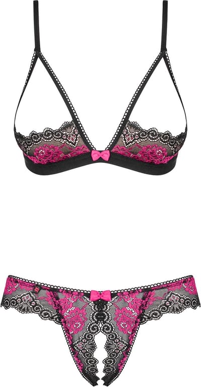 Obsessive Tulia BH & Open Kruis String - Erotische Lingerieset - Maat L/XL - Rood