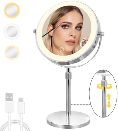 Dailygoods - Make-upspiegel met Verlichting - 10-voudige Vergroting en Verstelbaar
