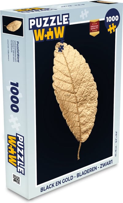 Puzzel Black en gold - Bladeren - Zwart - Planten - Luxe - Legpuzzel - Puzzel 1000 stukjes volwassenen