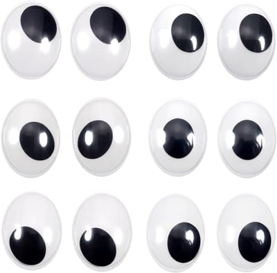 30 Stuks Zelfklevende Ovalen Wiebeloogjes Zwart Wit 40 x 30mm voor DIY Scrapbooking en Creatieve Projecten