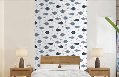 Behang - Fotobehang Patronen - Jongens - Vissen - Kinderen - Breedte 150 cm x hoogte 240 cm