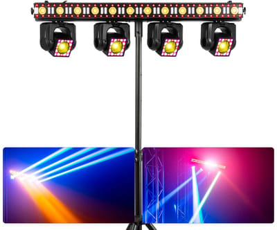 BeamZ ShowBar GO Edge - Moving head bar met standaard - 4 Moving heads en LED bar - RGBWA