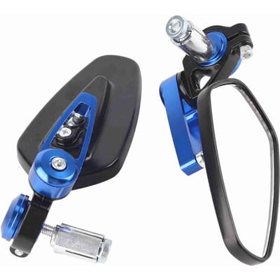 Miroirs Rétroviseurs Latéraux d'Extrémité de Guidon Universels pour Moto Alliage d'Aluminium 7/8 22mm Blue bleu