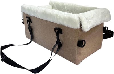 Middenconsole hondenautostoel - autostoel voor kleine honden met veiligheidsgordel, hondenbed voor kleine honden katten reizen pendelen auto