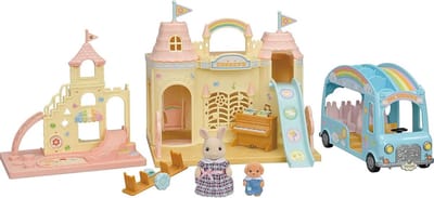 Baby Kasteel Kleuterschool - Poppenhuis Speelset - Kinderspel - Inclusief Figuren - 7 Delen - Veelkleurig