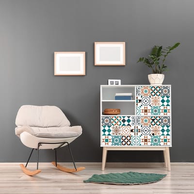 Meubeldecoratiestickers - Zelfklevende stickers voor keuken en woonkamer - 24 KIMIA Cementtegel meubelstickers - 24 stickers 20x20cm