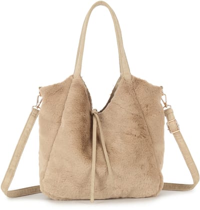 Kunst bont handtas Aleyna - Klein - Bont - Beige