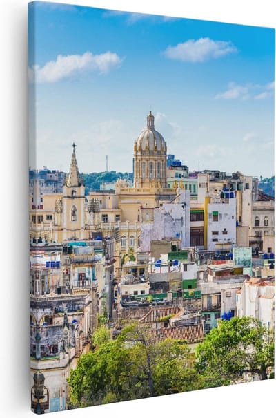 Artaza Canvas Schilderij Skyline Havana - 40x50 cm - Muurdecoratie Stad - Wanddecoratie Cuba - Kamer Accessoires Woonkamer