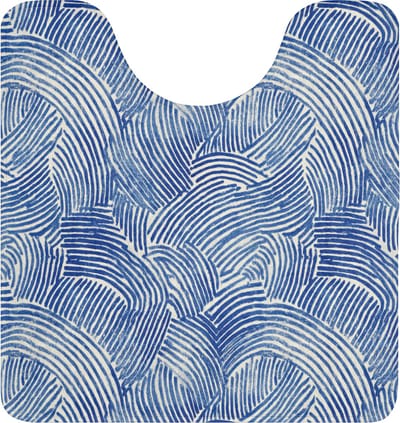 WC mat met uitsparing 55x60 cm - Antislip - Modern - Abstract - Blauw - Toiletmat met uitsnijding - Vloermat - Douchemat - Toilet tapijt - Toiletmatten