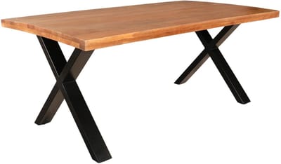 Eettafel rechthoek mangohout Xavier 200cm duurzaam tafel met X-poot mango rechthoek eetkamertafel hout