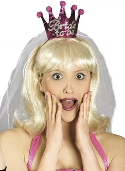Chaks Bride To Be tiara/diadeem - roze/zilver - kroontje met sluier - vrijgezellenfeest