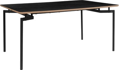 Aldo-Eettafel - 160 cm - Zwart MDF met gestructureerd oppervlak, metalen frame