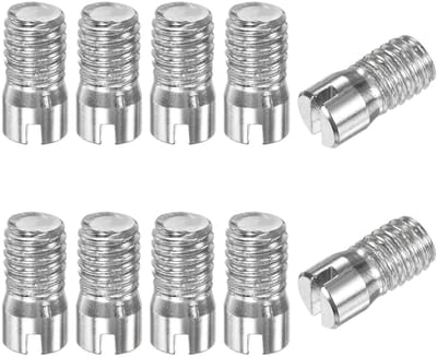 METERXITY 10 stuks M5 x 10 mm cilindrische sleufstekkers met buitendraad, 304 roestvrij staal, parallelle stekker voor metalen apparaten/houtprojecten [kleur zilver]