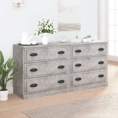 vidaXL - Dressoirs - 2 - st - bewerkt - hout - betongrijs