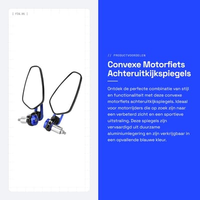 Dailygoods- Achteruitkijkspiegels Aluminium - 7/8 inch (22 mm) - Convex - Motorfiets - 2 stuks - Eenvoudige installatie - Motorspiegels