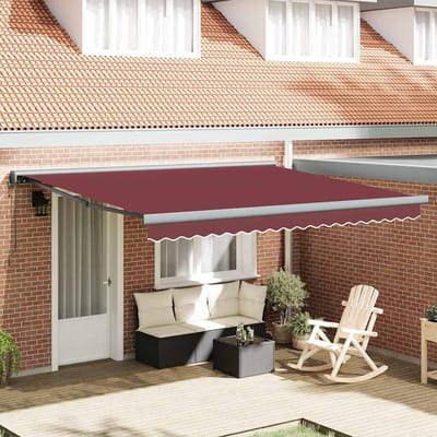 vidaXL - Uitschuifbare - luifel - Bordeaux - met - Antraciet - Frame - 400 - × - 300 - cm
