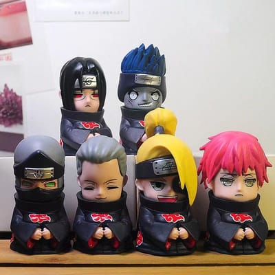 Lot de 6 pièces/set Figurine Anime Naruto Shippuden Figurines d'Action Version Q Mignonne Akatsuki Itachi Pain Obito Modèle Poupée Collection Jouets Cadeau black