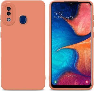 Cadorabo Hoesje geschikt voor Samsung Galaxy A20 / A30 / M10s in FLUID LICHT ORANJE - Beschermhoes gemaakt van flexibel TPU silicone Cover Fluid Case