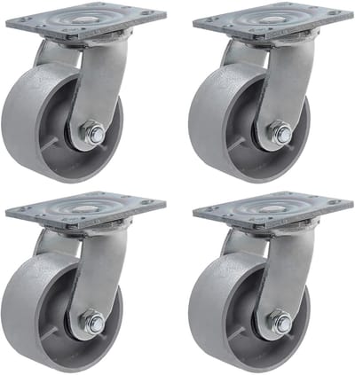 Zwenkwiel Set - Gietijzeren Wielen - Werkbank Verplaatsen - Hoge Laadcapaciteit - 4 Inch Diameter - Metaal