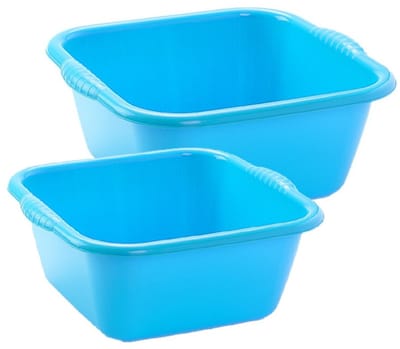 Plasticforte afwasteilen set - afwasbak - kunststof - 6 en 10 liter - Blauw - huishoud emmers