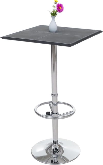 Bar Tafel - Bistro Tafel - Moderne Keuken - Verstelbare Voetensteun - 63 x 63 x 110 cm - Zwart