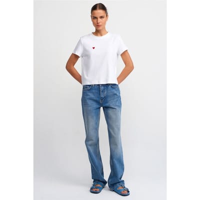 Hoge Taille Rechte Pijpen Katoenen Jeans