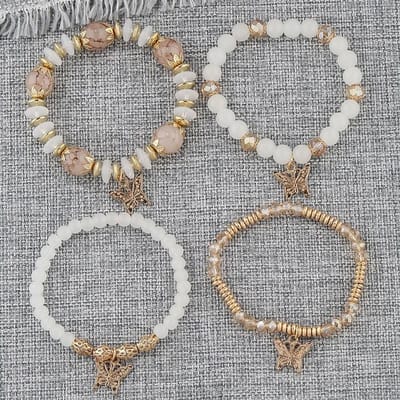 4 stks/set String Bead Lady Armband Mode Stijl Pols Ketting Armband Set Vlinder Armband gray