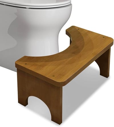 Verstelbare Bamboe Toiletkruk voor Volwassenen, Antislip Ontwerp voor Verbeterde Spijsvertering en Comfort in Badkamer en Toilet, Bruin