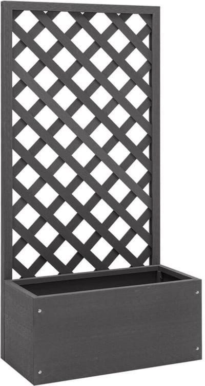 Plantenbak met klimrek - Bloembak - Weerbestendig - Met trellis - Buiten - Hout - Plantenrek - Rechthoekig - Grijs