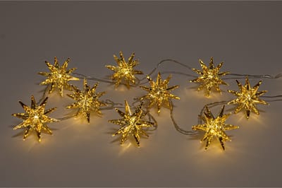 Anna Collection Lichtslinger/lichtsnoer - 10 sterren lampjes - op batterijen - 150 cm - verlichting