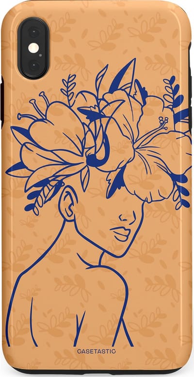 Casetastic hoesje geschikt voor Apple iPhone XS Max - Dubbellaagse bescherming - Lijn en Bloesem - Fashion Case - Perzik