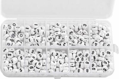 Kralendoos - Acryl Cijferkralen (7 x 4 mm) White-Black (50 kralen per cijfer)