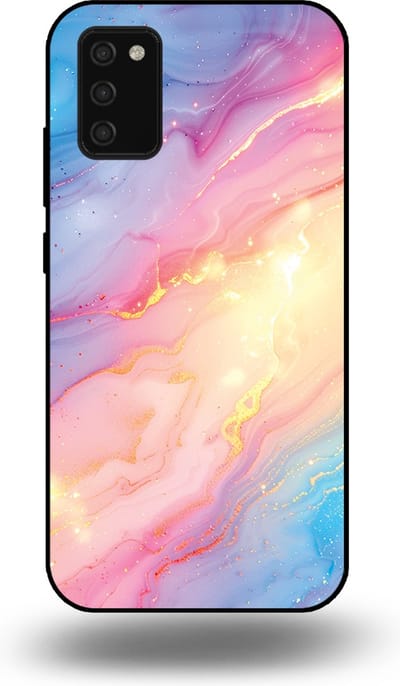 Smartphonica Telefoonhoesje Geschikt voor Samsung Galaxy A03s met Regenboog Glitter Marmer Opdruk - TPU Backcover Case Rainbow Glitter Marble Design geschikt voor Samsung Galaxy A03S