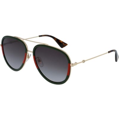 Gucci Metalen Zonnebril Gouden Montuur Groene Verloopglazen Rond Dames zonnebril GG0062S-003 Dust Bag+Eyeglass Case (Random Color)