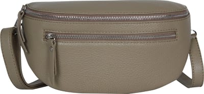 AmbraModa GLX2 - Heuptas buiktas crossbodytas, ideaal voor vakantie, reizen, uitgaan gemaakt van echt leer. Lichttaupe