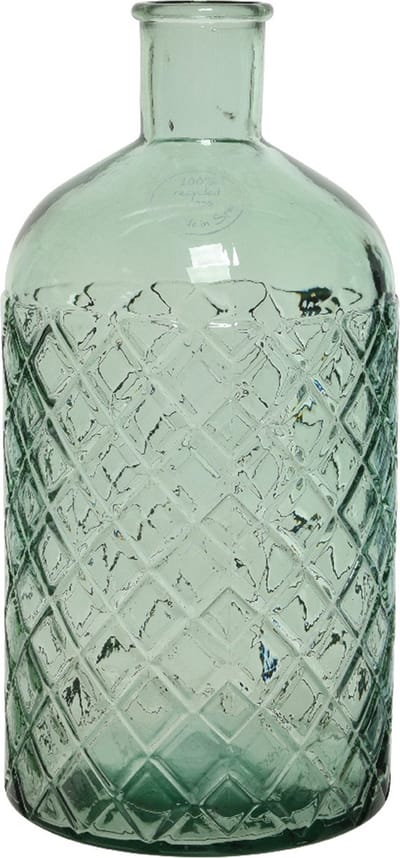 Decoris vaas/bloemenvaas gerecycled glas - D14 x H28 cm - lichtgroen