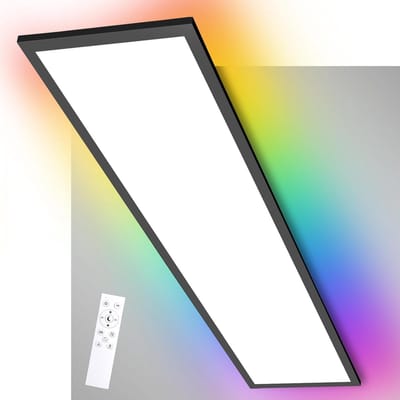Oraymin LED Plafondlamp 120x30 cm Zwart – 40W 4400LM – RGB Backlight – Dimbaar – 3000K-6500K – Afstandsbediening