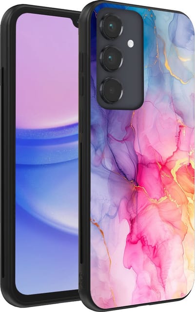 Smartphonica Telefoonhoesje geschikt voor Samsung Galaxy A15 met marmer opdruk - TPU backcover case marble design - Regenboog geschikt voor Samsung Galaxy A15