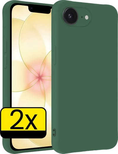 Hoesje - 2 Stuks - Geschikt voor Apple iPhone 17e - Sterk & Shockproof - Case Siliconen - Back Cover - Telefoon Hoes - Telefoonhoesjes - Donkergroen