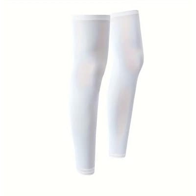 Manchons de Jambe de Vélo Protection UV Antidérapants Compression Mollet pour Hommes Femmes Course à Pied Sports d'Extérieur blanc