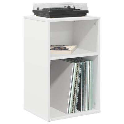 vidaXL - Platenkast - Wit - 38 - x - 33 - x - 61 - cm - Bewerkt - hout
