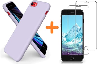 Hoesje Geschikt voor iPhone SE 2022 / 7 / 8 hoesje siliconen / nano backcover Lila met 2 Pack Screenprotector