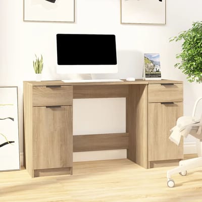 vidaXL - Bureau - met - bijzetkast - bewerkt - hout - sonoma - eikenkleurig
