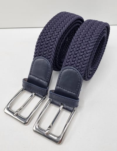 2 pack deal - Elastische riem - gevlochten broekriem - dames en heren riemen - kleur Blauw 105 cm