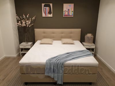 Boxspring 120x190 Miami Beige Incl. 7-zones Matrassen en Koudschuim Hotel Topper (STEVIG)