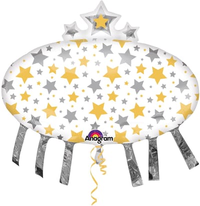 Folieballon ster regen zilver-goud XL
